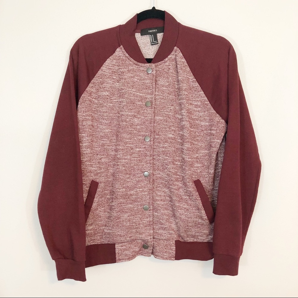 Forever 21 burgundy raglan sweatshirt jacket Med